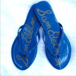 Sam Edelman Sandals Sz 8 Blue Thong Flip Flops New